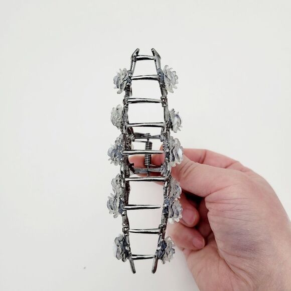 Brand New Titanium Blue Rose Rhinestone Hair Claw Clips - Picture 4 of 8